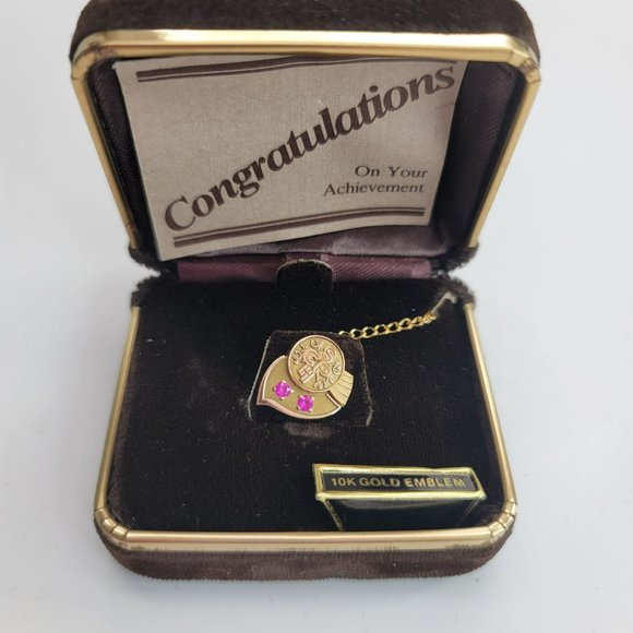 10k Yellow Gold Service Pin with Rubies SCPH Logo Lapel Pin or Tie Tack DH760 - Picture 2 of 6